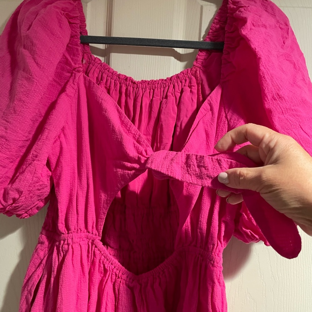 Anthropologie Maeve Dress. 1X. Pink. Puff sleeve. - Picture 7 of 13